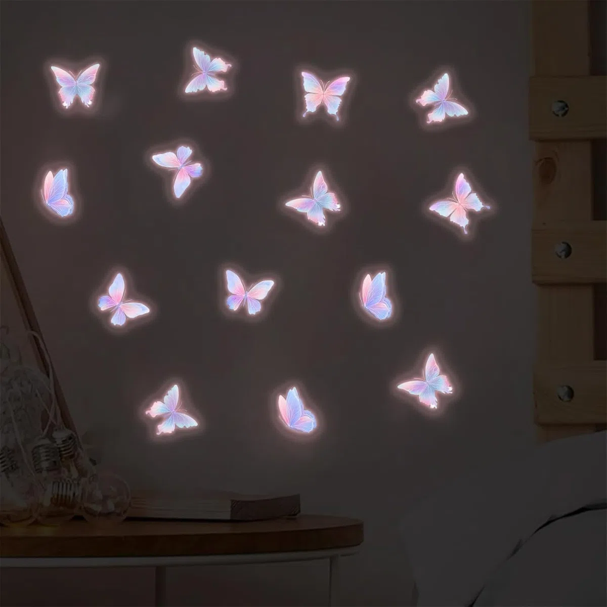 Naklejki ścienne fluorescencyjne motyl dekoracja do sypialni, samoprzylepne ozdoby na ścianę, naklejki do pokoju dziecka, salonu, biura, 2pcs, 2pcs