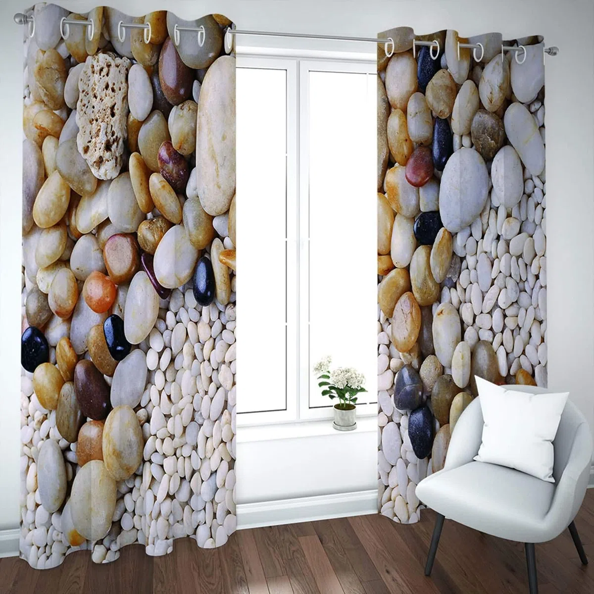 Zasłony zaciemniające, nieprzejrzyste, zestaw 2 sztuk, z kamienia krzemionkowego, zasłony z oczkami, poliester 274 x 274 cm