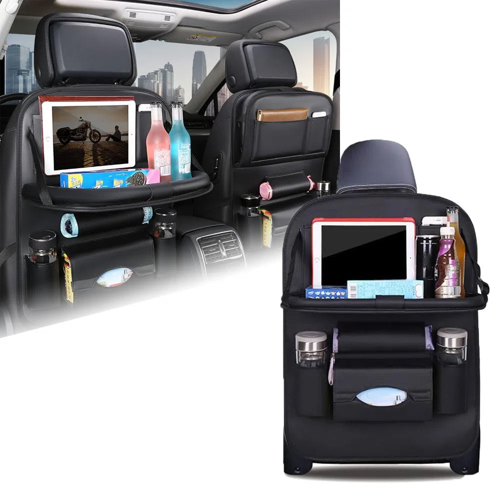 Osłona oparcia fotela samochodowego do Chery Dr 4.0 Dr 5.0 Dr 6.0, organizer samochodowy ze składaną półką na stół, wodoszczelna, wielofunkcyjna torba do przechowywania, B-czarny