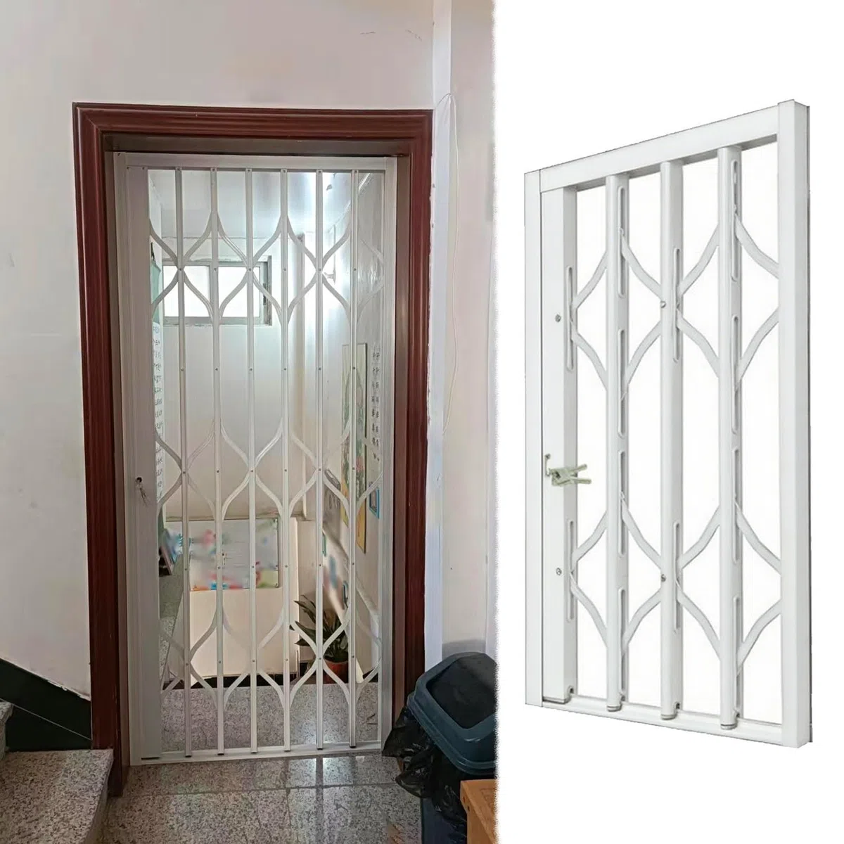 Szyny zabezpieczające do drzwi przesuwnych, blokada antykradzieżowa, ochrona przed wciskiem, do okien, balkonów, piwnic, szop, szer. 65 x wys. 80 cm