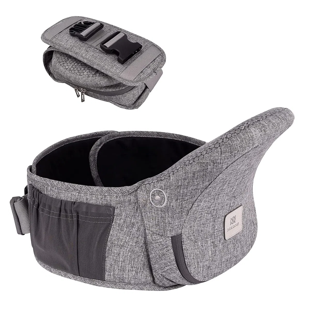 Bebamour Hipseat Nosidełko dla niemowląt 0-36 miesięcy, lekki, regulowany, podtrzymujący plecy stołek w talii, nosidełko 3 w 1 dla noworodka do fotelika dla malucha (New Light Grey)