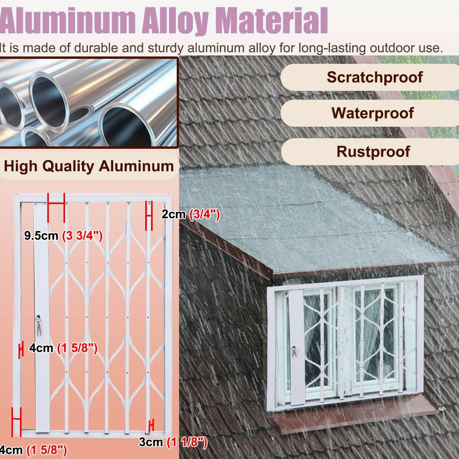 Osłony okienne zabezpieczające przed dziećmi – odporne na huragany składane okno przesuwne ze stopu aluminium z zamkami, białe, 100 cm x 140 cm (39,4 cala x 55,1 cala) - Zabezpiecz swój dom!