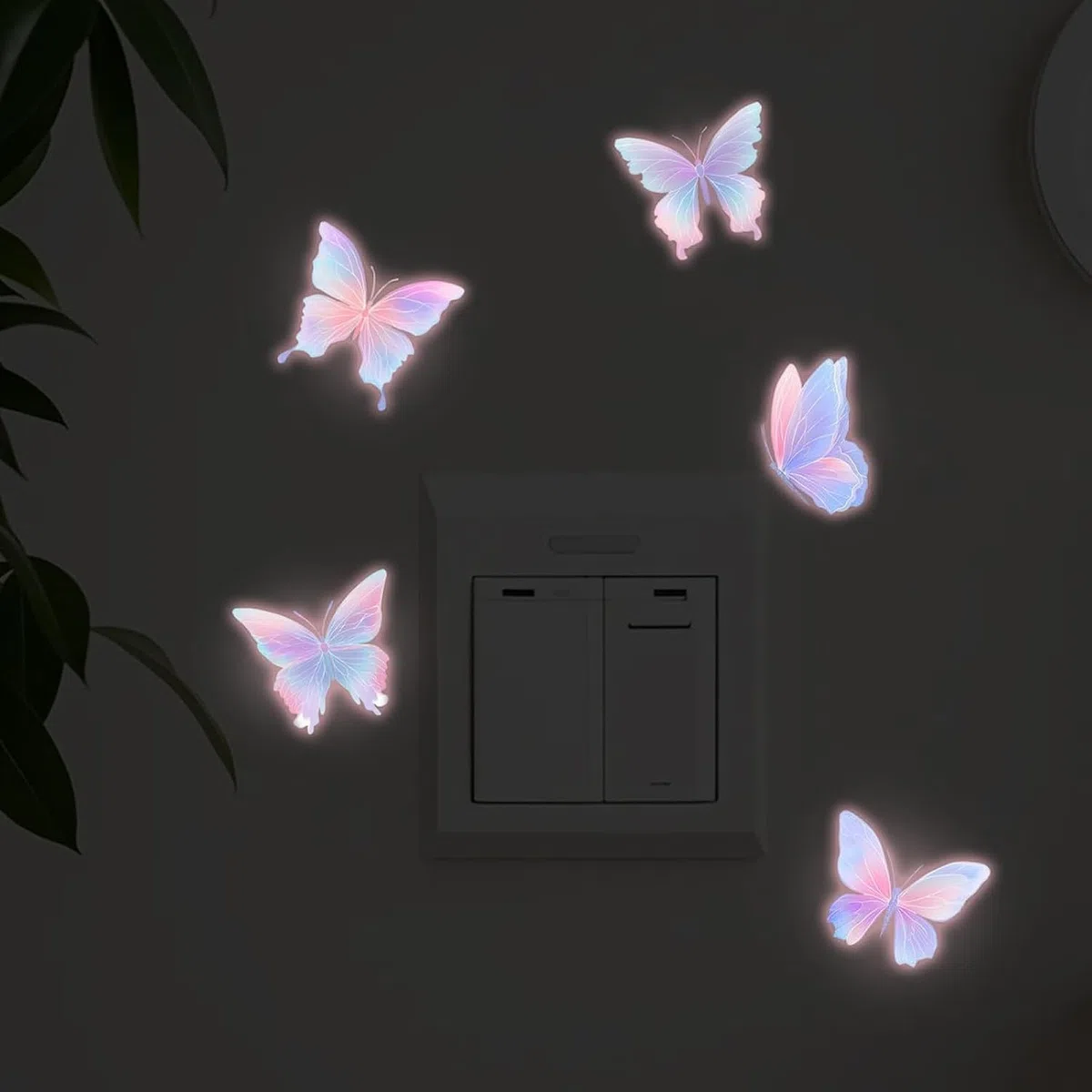 Naklejki ścienne fluorescencyjne motyl dekoracja do sypialni, samoprzylepne ozdoby na ścianę, naklejki do pokoju dziecka, salonu, biura, 2pcs, 2pcs