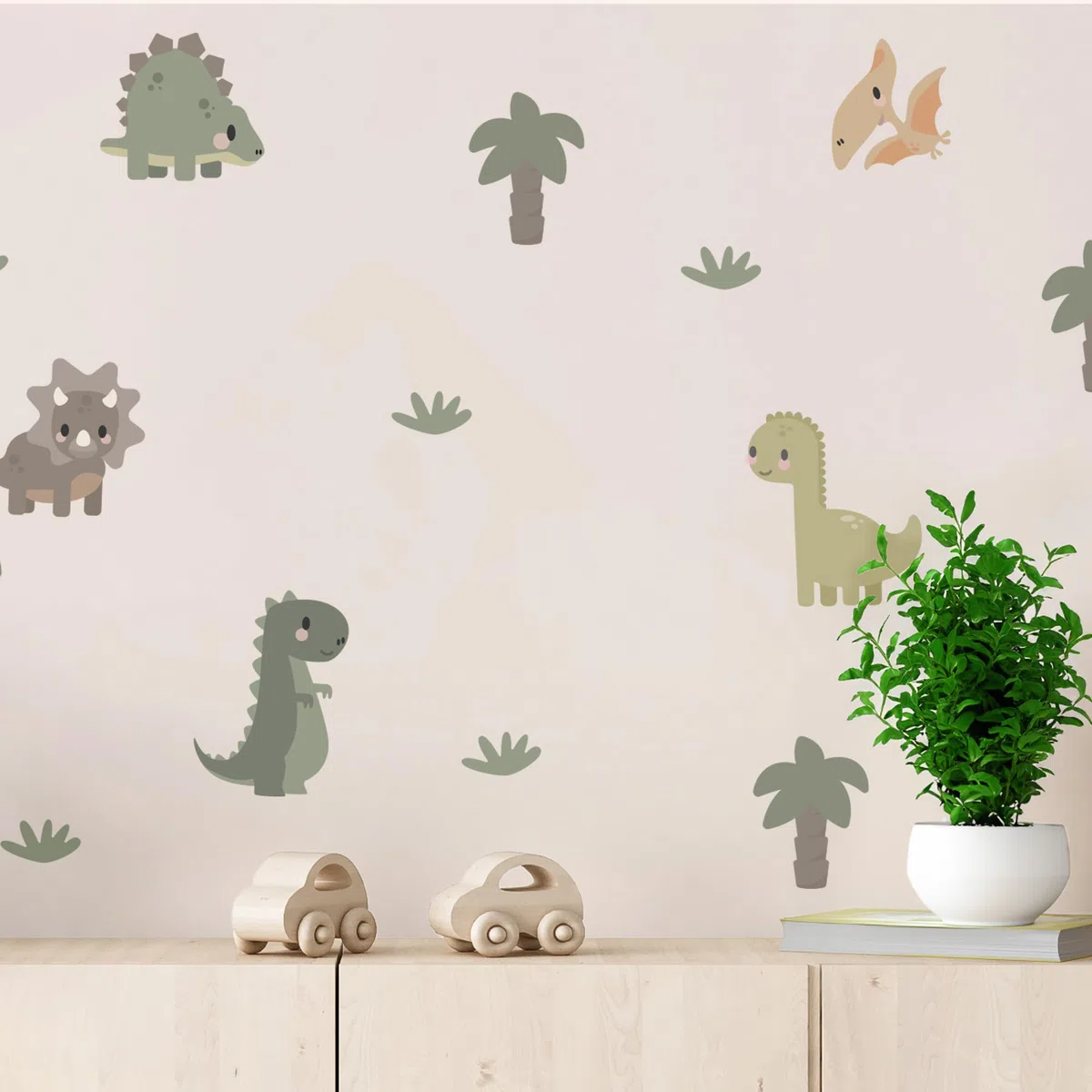 Teddylabels - Naklejki ścienne do pokoju dziecięcego Pokój dziecięcy Przedszkole Sypialnia dziecięca - Samoprzylepne naklejki ścienne wielokrotnego użytku - Dinozaury (rozmiar: 19 cm x 14 cm)